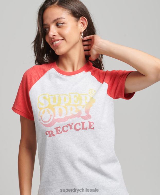 mujer Superdry gris camiseta raglán reciclada 2R68Z6237