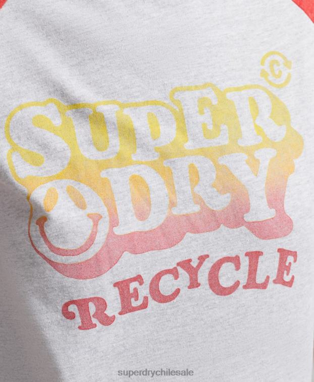 mujer Superdry gris camiseta raglán reciclada 2R68Z6237
