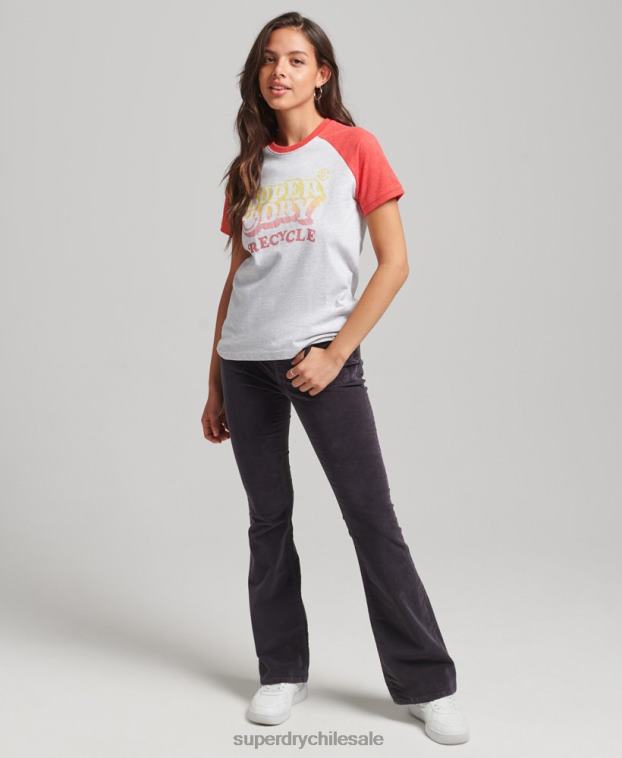 mujer Superdry gris camiseta raglán reciclada 2R68Z6237