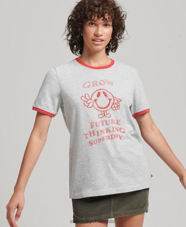 mujer Superdry gris camiseta ringlera reciclada 2R68Z6254