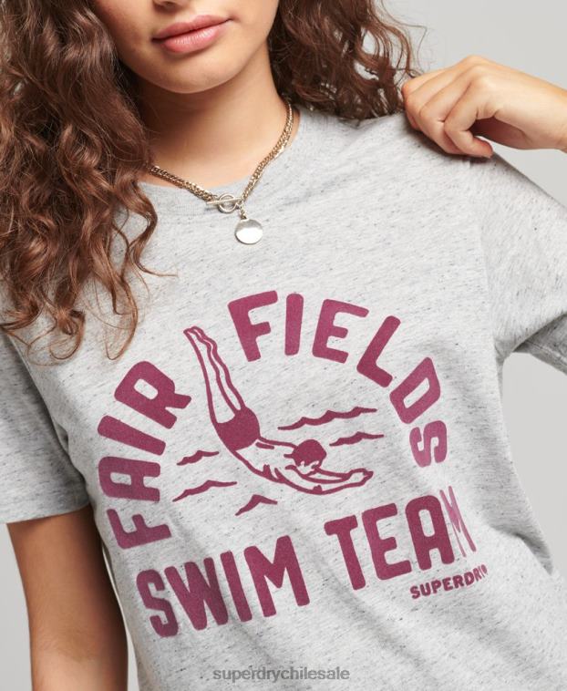 mujer Superdry gris camiseta vintage de mi generación 2R68Z2846