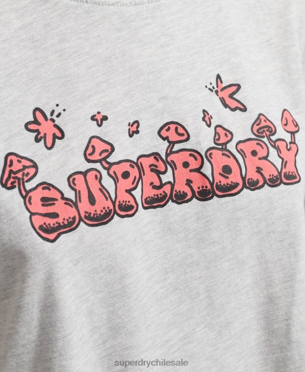 mujer Superdry gris claro arbolado camiseta gráfica 2R68Z2729