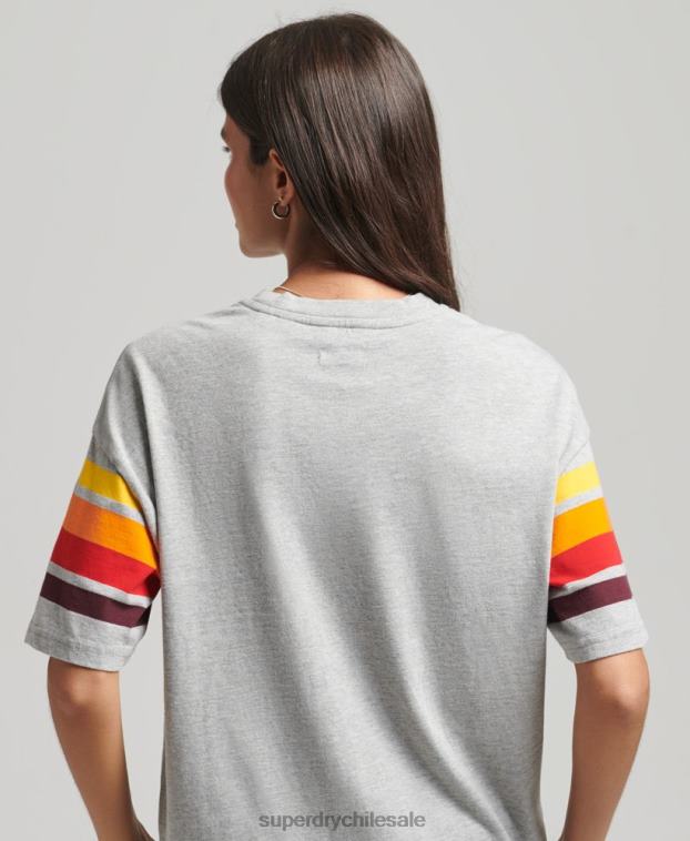mujer Superdry gris claro camiseta cali stripe 2.0 de algodón orgánico 2R68Z6220