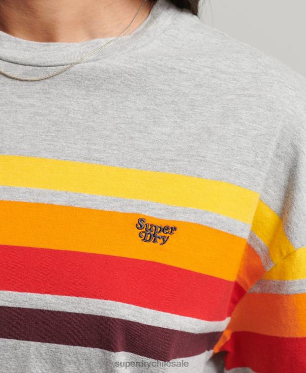 mujer Superdry gris claro camiseta cali stripe 2.0 de algodón orgánico 2R68Z6220