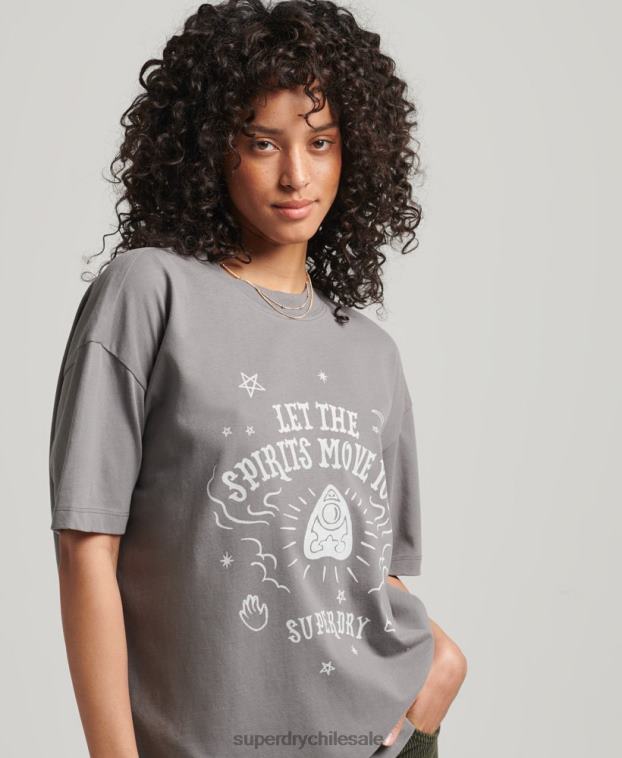 mujer Superdry gris claro camiseta celeste vintage 2R68Z2740