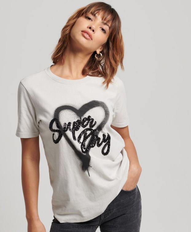 mujer Superdry gris claro camiseta con detalles vintage 2R68Z2654