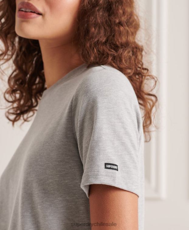 mujer Superdry gris claro camiseta de algodón orgánico auténtico 2R68Z2821