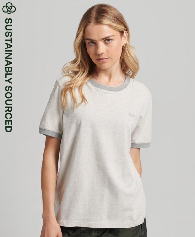 mujer Superdry gris claro camiseta de algodón orgánico con logo vintage 2R68Z6196