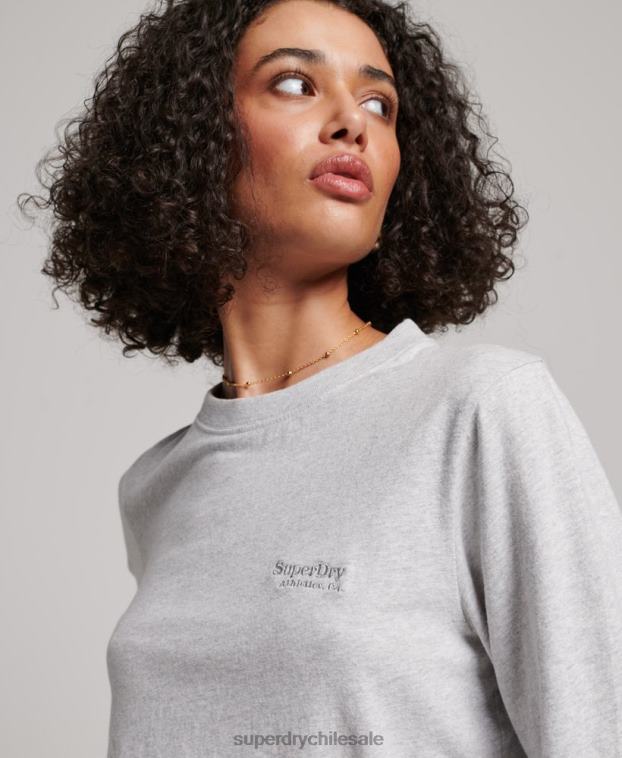 mujer Superdry gris claro camiseta de manga larga con logo vintage de algodón orgánico 2R68Z2971