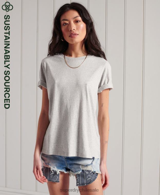 mujer Superdry gris claro camiseta esencial de algodón orgánico 2R68Z6228
