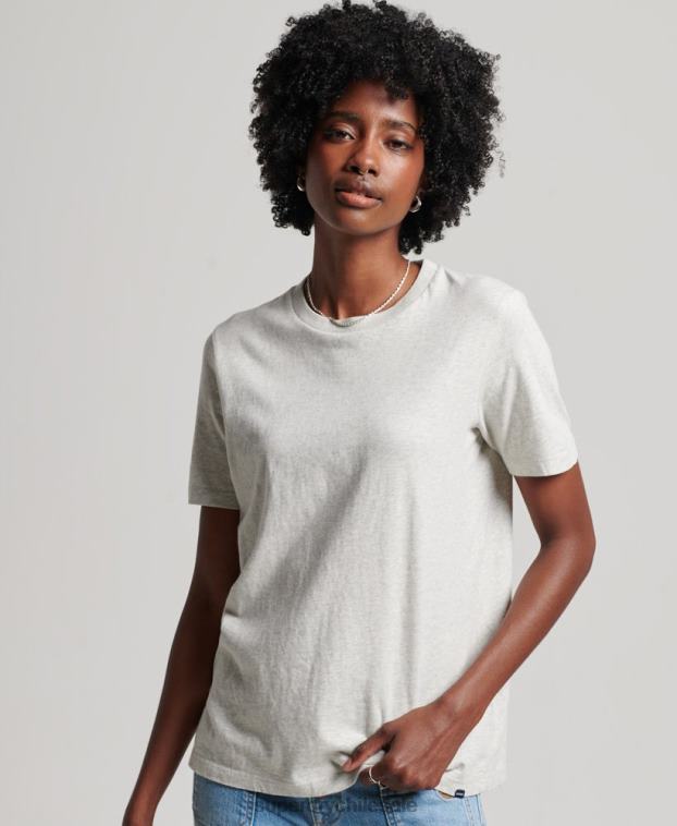 mujer Superdry gris claro camiseta esencial de algodón orgánico 2R68Z6302