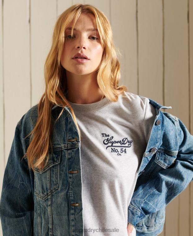 mujer Superdry gris claro orgullo en la camiseta artesanal 2R68Z6243