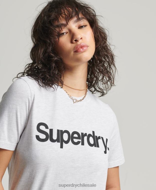 mujer Superdry gris claro playera con logo central 2R68Z2760