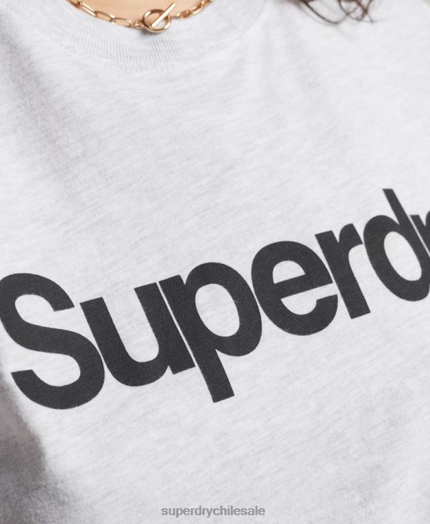 mujer Superdry gris claro playera con logo central 2R68Z2760