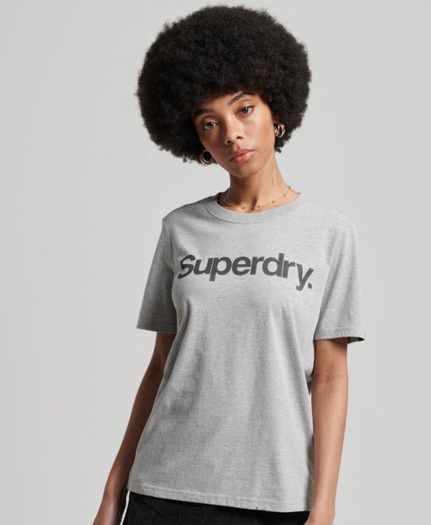 mujer Superdry gris claro playera con logo central 2R68Z6281