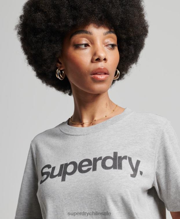 mujer Superdry gris claro playera con logo central 2R68Z6281