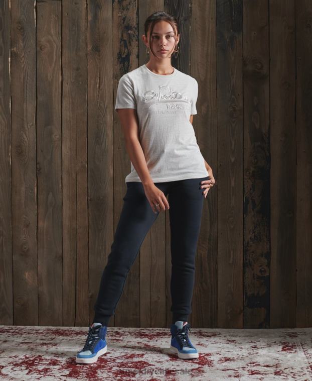 mujer Superdry gris claro playera con logo vintage bordado 2R68Z6305