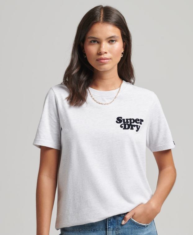 mujer Superdry gris claro playera cooper con logo clásico de los años 70 2R68Z6200