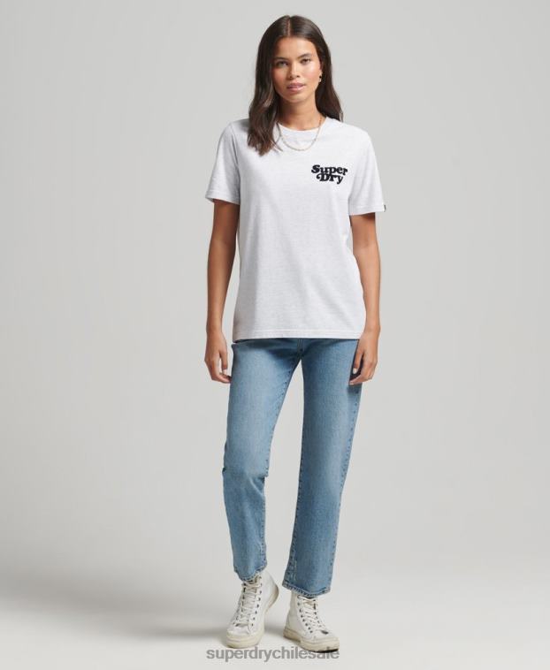mujer Superdry gris claro playera cooper con logo clásico de los años 70 2R68Z6200