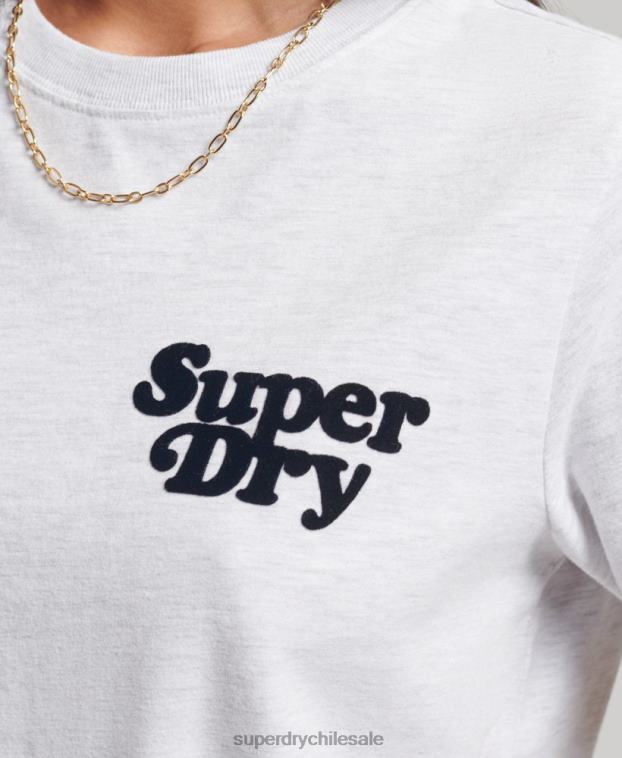 mujer Superdry gris claro playera cooper con logo clásico de los años 70 2R68Z6200