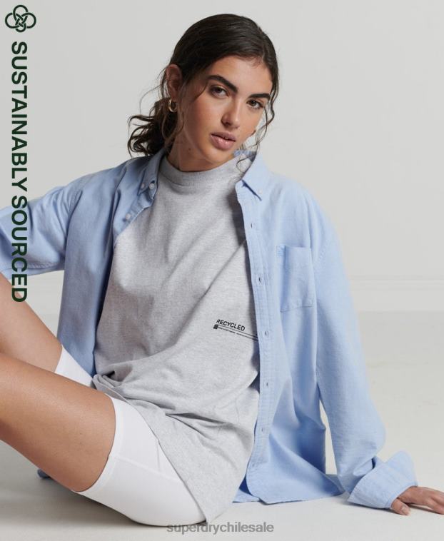 mujer Superdry gris claro playera micro mid reciclada 2R68Z2780