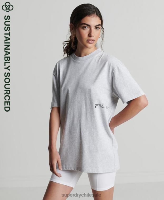 mujer Superdry gris claro playera micro mid reciclada 2R68Z2780