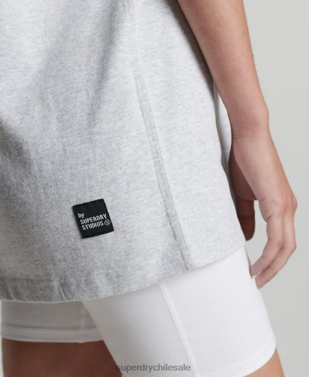 mujer Superdry gris claro playera micro mid reciclada 2R68Z2780