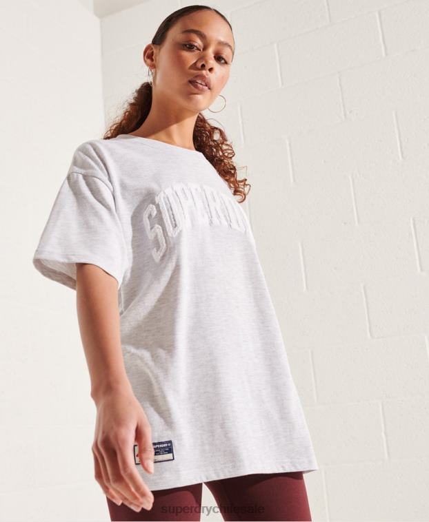mujer Superdry gris claro playera mono con arco varsity 2R68Z6268