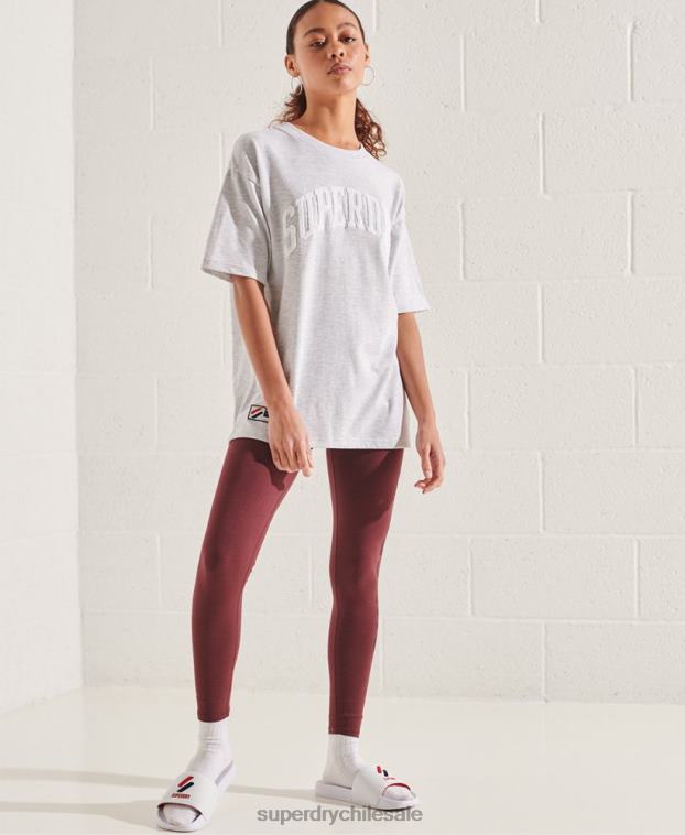 mujer Superdry gris claro playera mono con arco varsity 2R68Z6268