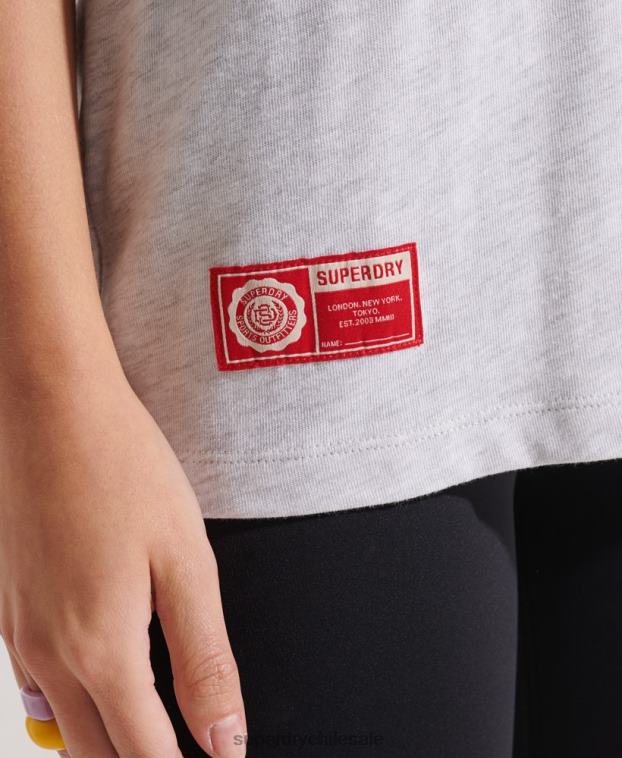 mujer Superdry gris claro universidad camiseta gráfica 2R68Z2719