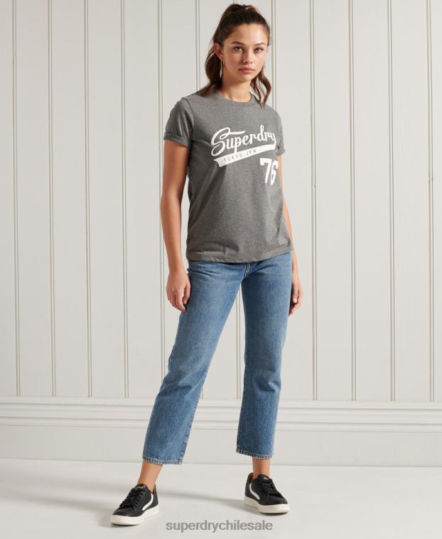 mujer Superdry gris oscuro camiseta colegial del estado de cali 2R68Z2806
