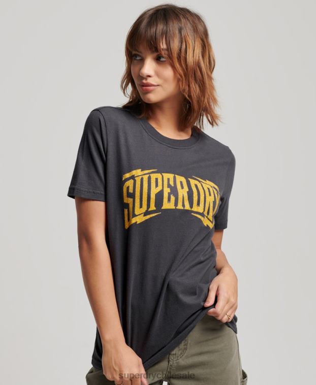 mujer Superdry gris oscuro camiseta con detalles vintage 2R68Z2630