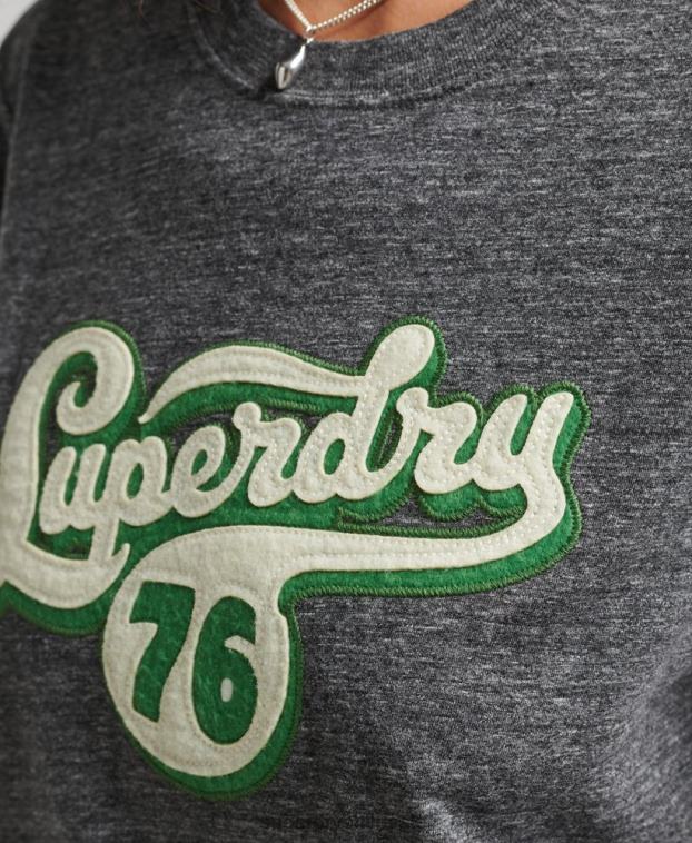 mujer Superdry gris oscuro camiseta con guión de nostalgia 2R68Z2800