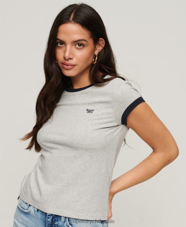 mujer Superdry gris oscuro camiseta de timbre 2R68Z2678