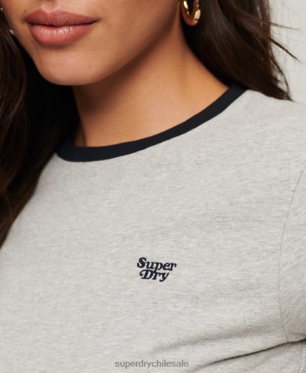 mujer Superdry gris oscuro camiseta de timbre 2R68Z2678