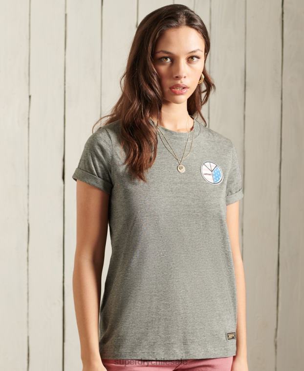 mujer Superdry gris oscuro camiseta narrativa militar 2R68Z2769
