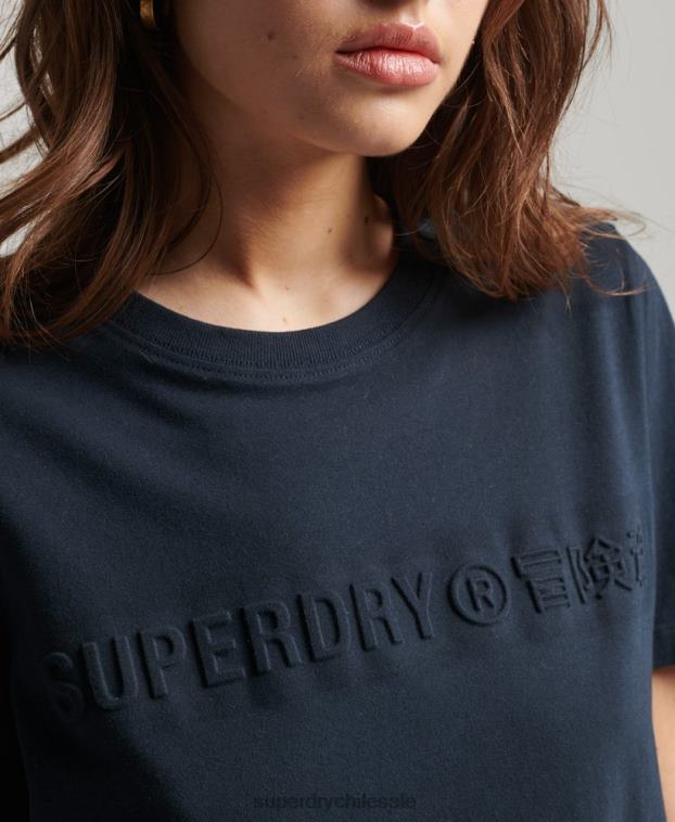 mujer Superdry gris oscuro playera jaspeada con logo corporativo vintage 2R68Z2785