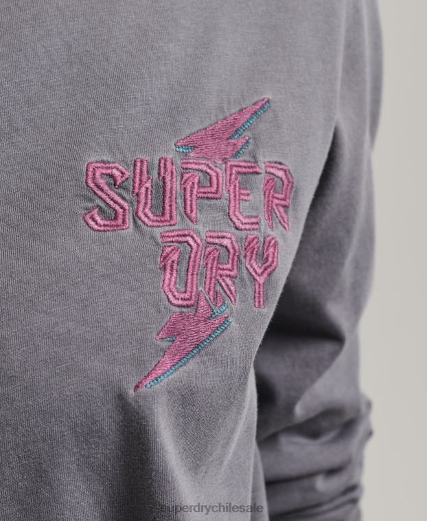 mujer Superdry gris oscuro top de manga larga marca indie 2R68Z3027