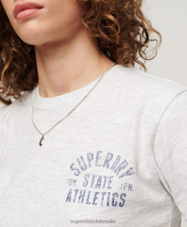 mujer Superdry gris playera atlética esencial flameada de los años 90 2R68Z2063