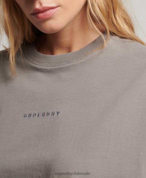 mujer Superdry gris playera extragrande estilo boxy con micro de excedente 2R68Z2205