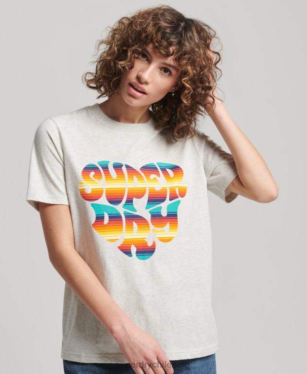 mujer Superdry gris playera vintage con relleno de guión 2R68Z2648