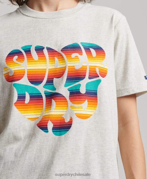 mujer Superdry gris playera vintage con relleno de guión 2R68Z2648