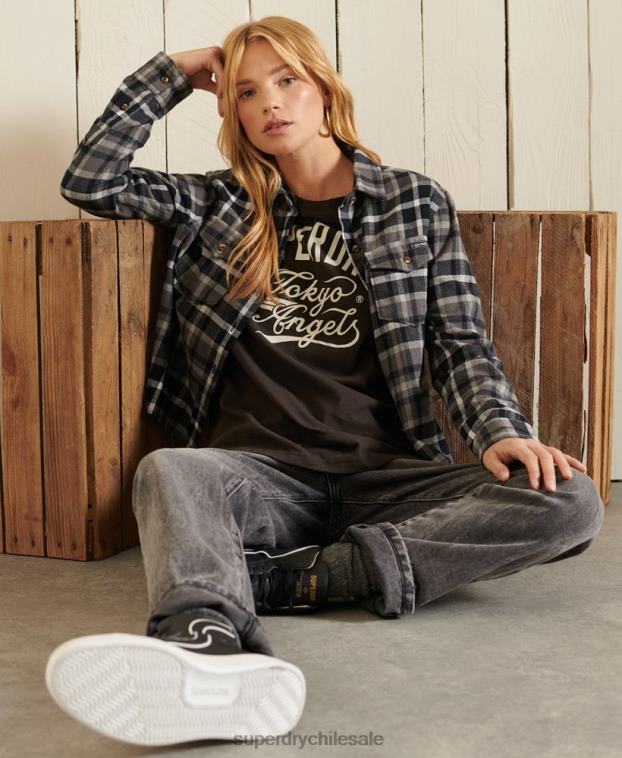mujer Superdry marrón camiseta de trabajo estilo script 2R68Z6750