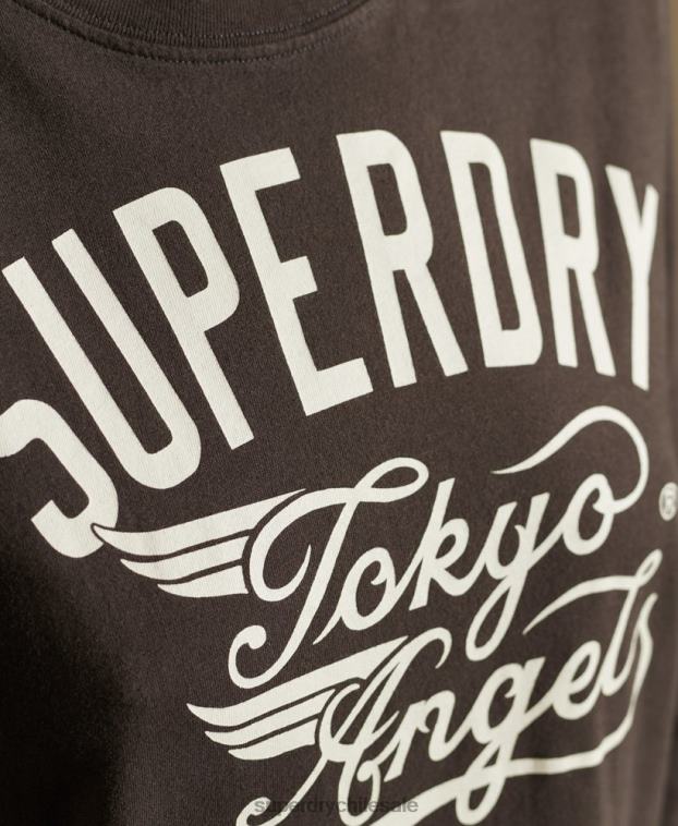 mujer Superdry marrón camiseta de trabajo estilo script 2R68Z6750