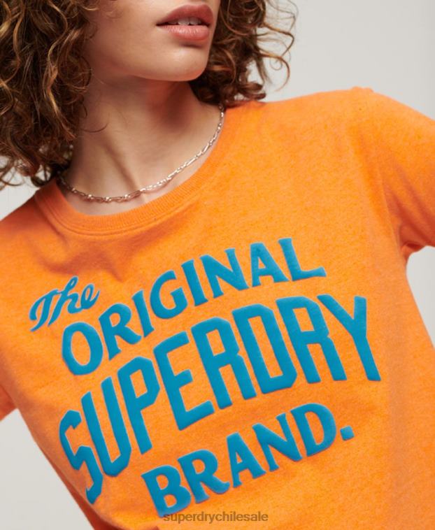 mujer Superdry naranja archivo neón camiseta gráfica 2R68Z2668