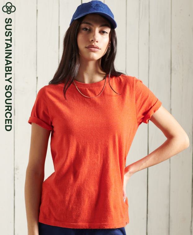 mujer Superdry naranja camiseta esencial de algodón orgánico 2R68Z6280