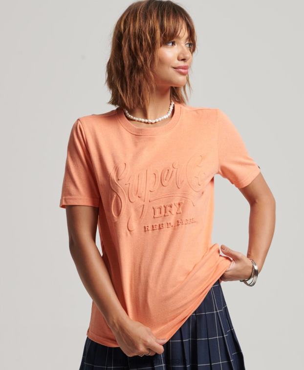 mujer Superdry naranja camiseta estilo script en relieve 2R68Z6257