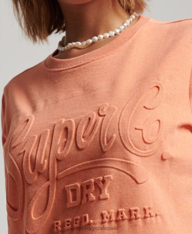 mujer Superdry naranja camiseta estilo script en relieve 2R68Z6257