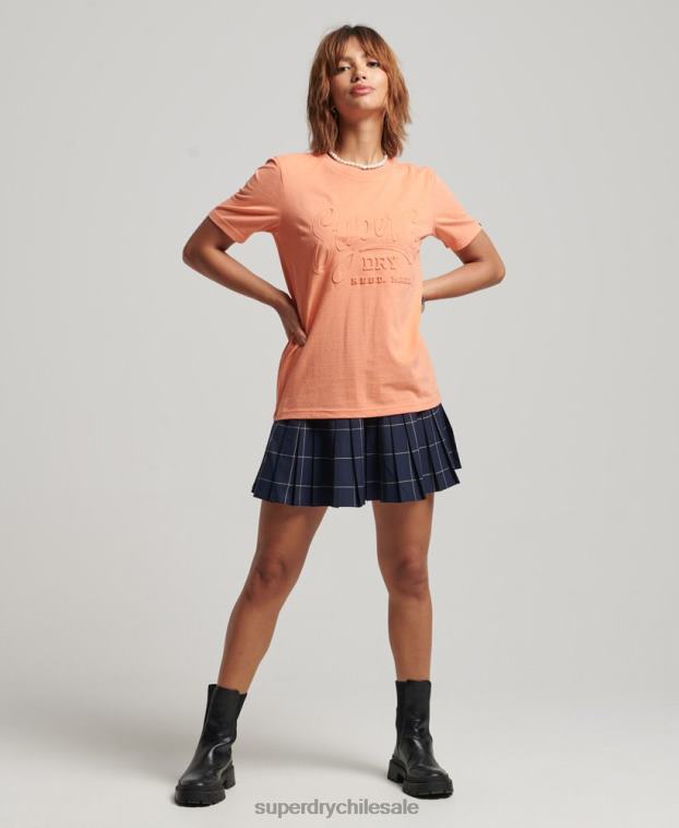 mujer Superdry naranja camiseta estilo script en relieve 2R68Z6257