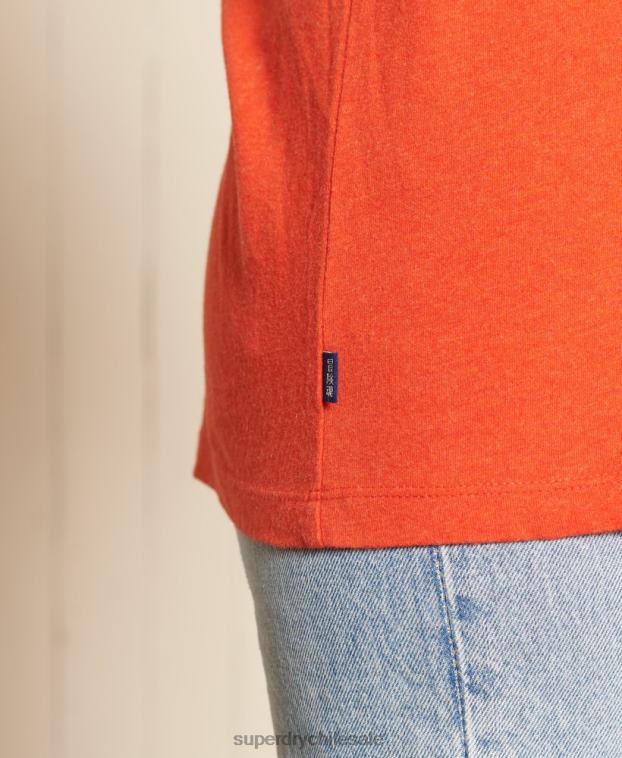 mujer Superdry naranja camiseta holgada de algodón orgánico con logo vintage 2R68Z6297